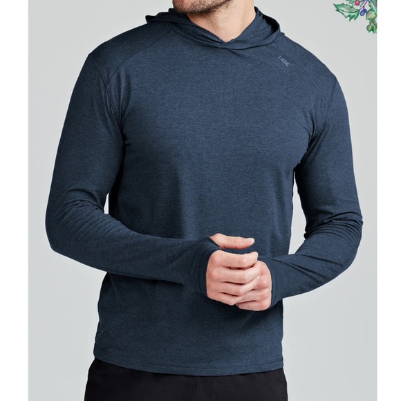 TASC Bamboo Cotton Carrollton Hoodie "Logo" Size XL Heather Blue NWT Mens Tennis - Picture 5 of 12